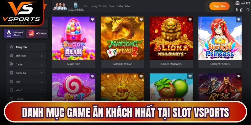 Danh mục game ăn khách nhất tại Slot VSports